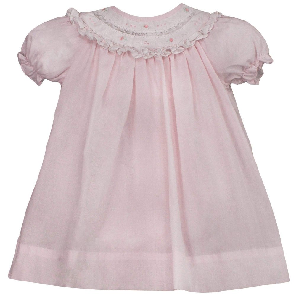 Petit Ami Infant Girls Dress with Bloomers Bishop Lace Insert