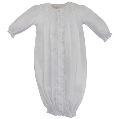 Petit Ami Newborn Girls White Bag Gown with Hat