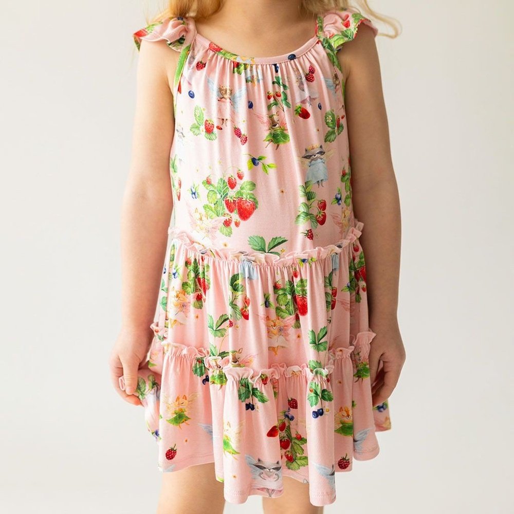 Posh peanut Briar flutter sleeve tiered offers dress