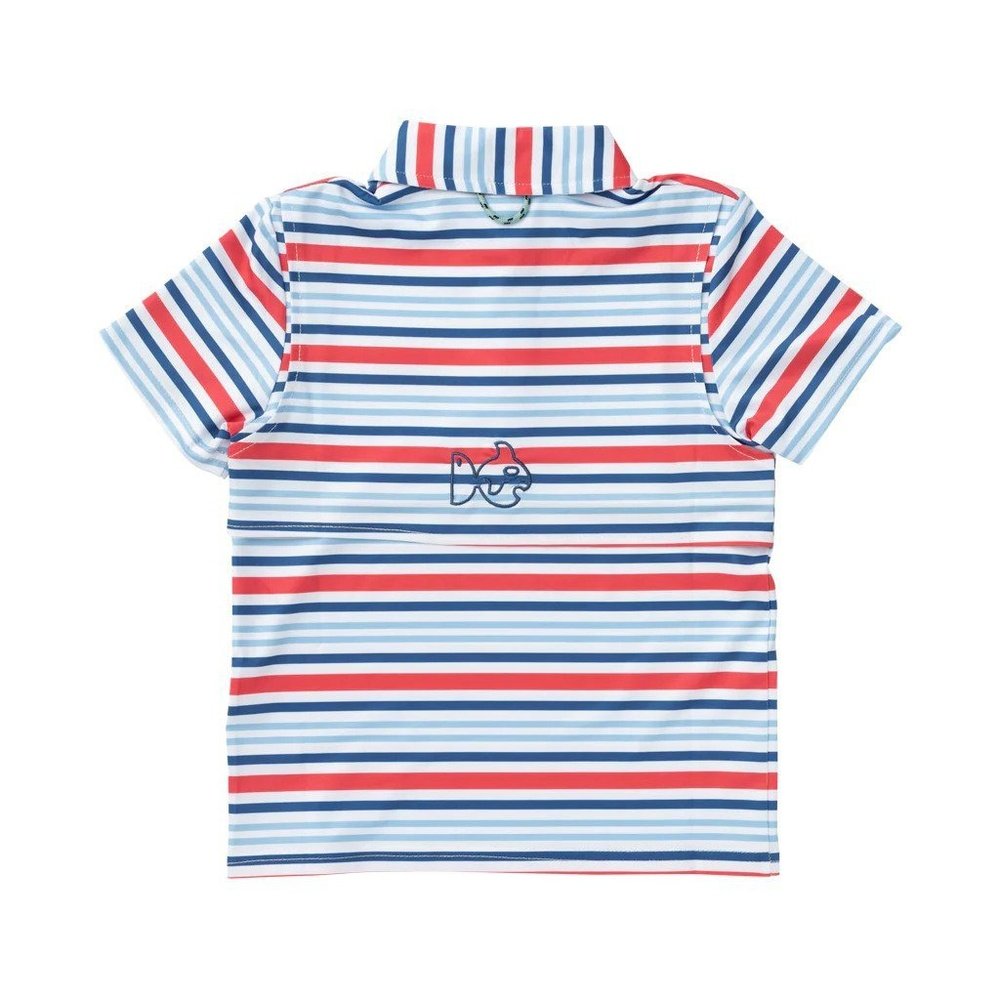 Prodoh Apparel & Gifts Prodoh Boys Pro Performance Polo in America Red White and Blue Stripe