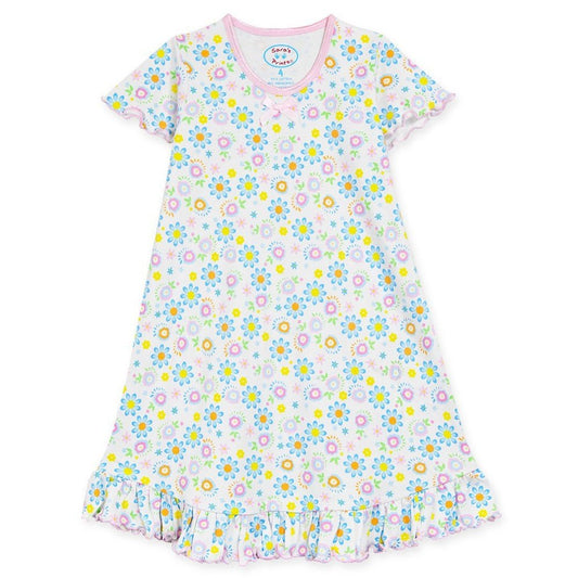 Sara's Prints Girls Flower Garden Short Sleeve Nightgown