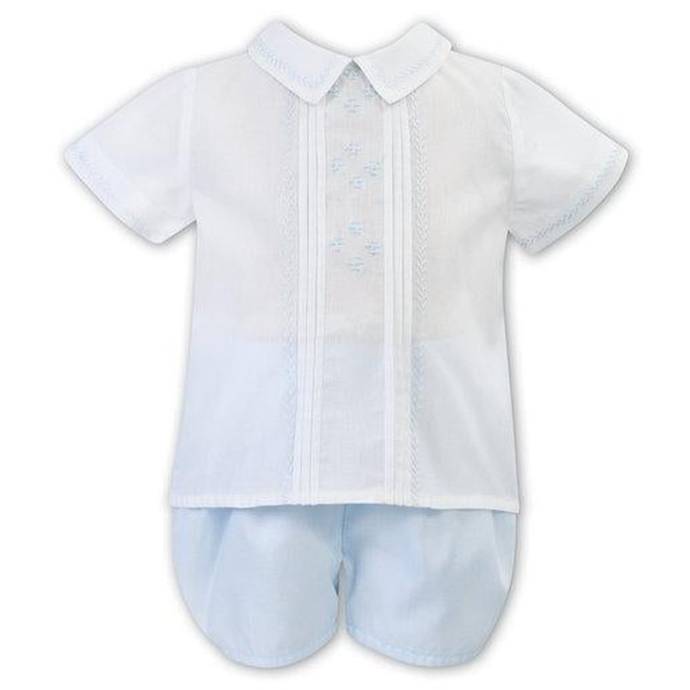 Sarah-Louise White Shirt and Pale Blue Short Set