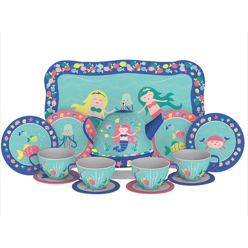 Schylling Mermaid Tin Tea Set For Play