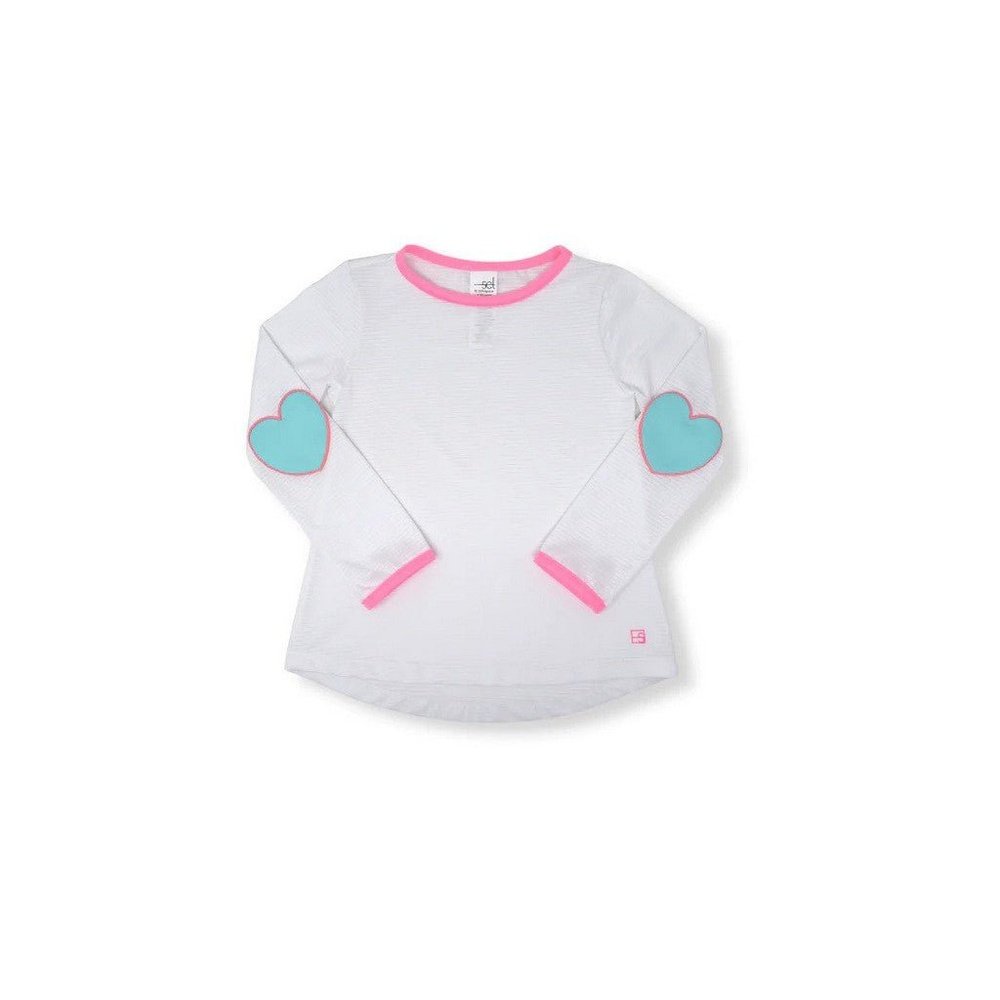 SET Athleisure by Lullaby Set Bridget Basic Long Sleeve Tee-White/Pink/Turq Heart