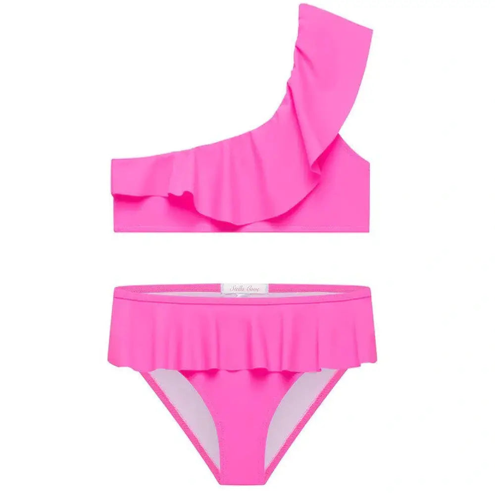 Stella Cove Apparel & Gifts 6 / Neon Pink Stella Cove Neon Pink One Shoulder Bikini