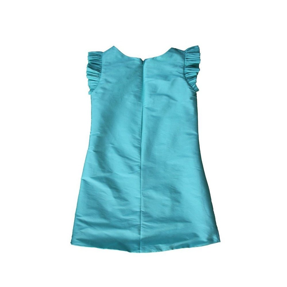 Susanne Lively Faux Silk A-Line Dress with Flutter Sleeve Capri Blue