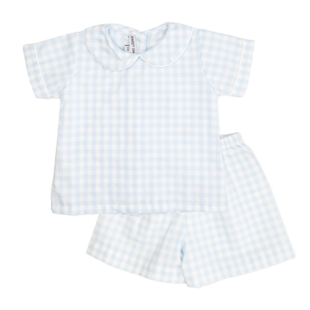 Sweet Dreams Blue Gingham Short Set