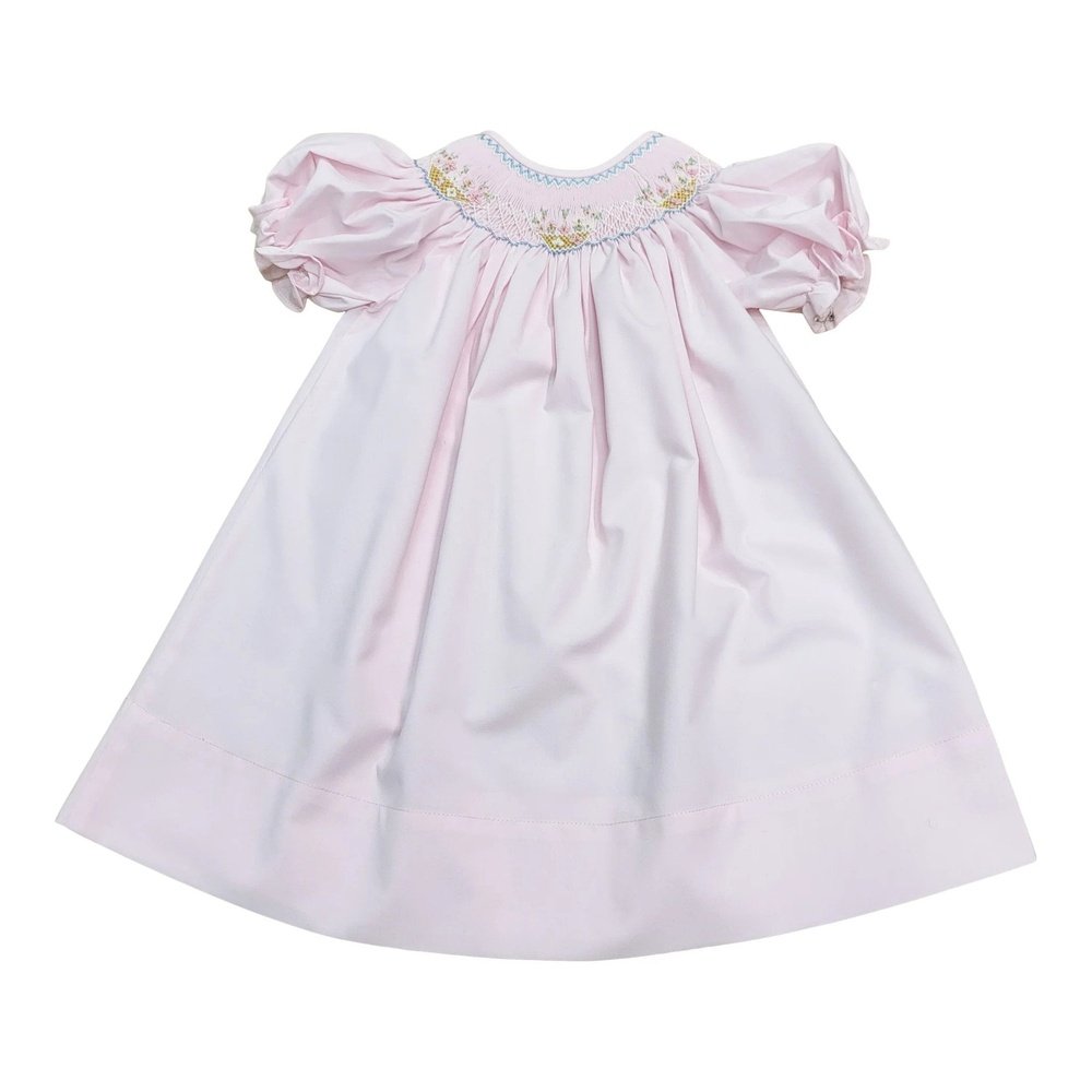 Sweet Dreams Apparel 2 Toddler / Pink Sweet Dreams Spring Flower Basket Smocked Dress