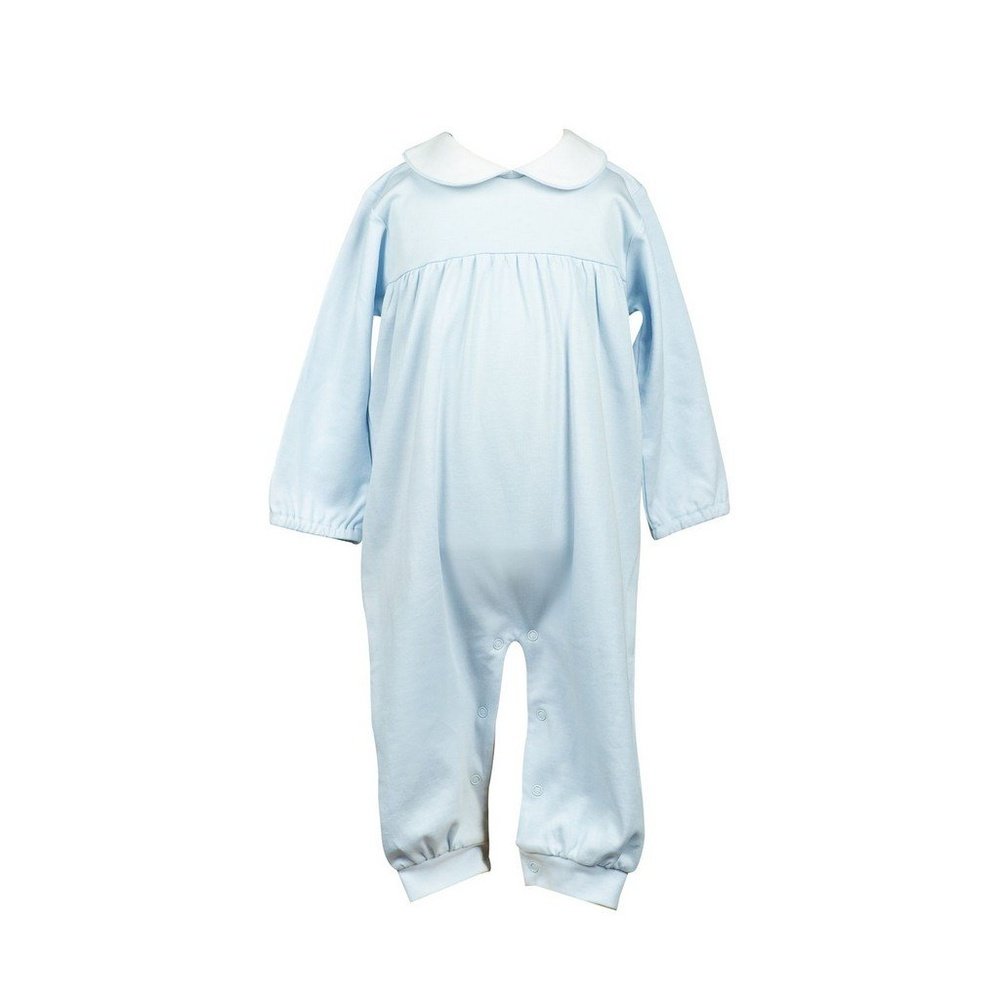 The Proper Peony Parkside Collection Boy Blue Long Sleeve Romper