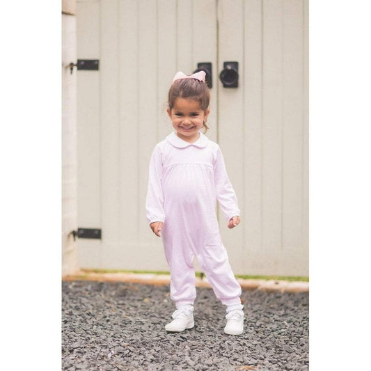 The Proper Peony Parkside Collection Girls Pink Long Sleeve Romper