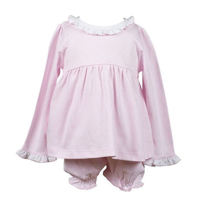 The Proper Peony Parkside Collection Solid Pink Long Sleeve Bloomer Set