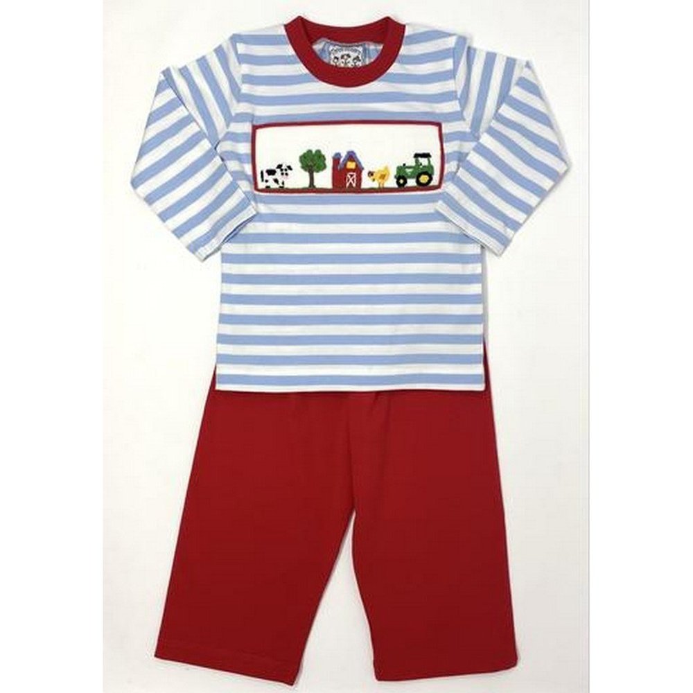 Three Sisters Farmland Boys Smocked Pant Set