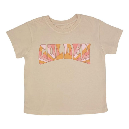 Tiny Whales Girls' Golden Boxy T-Shirt