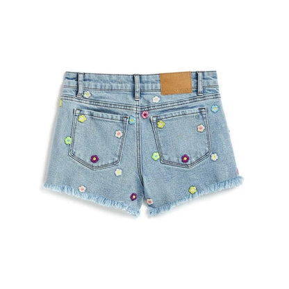 Tractr Apparel Tractr Girls Floral Embroidered Denim Short