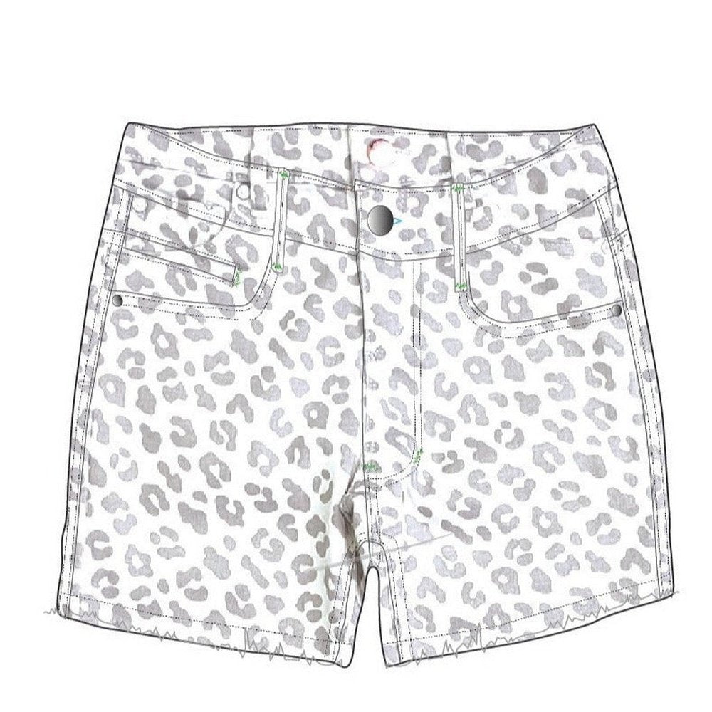 Tractr Girls Leopard Print Mid-Rise Brittany Fray Hem Shorts