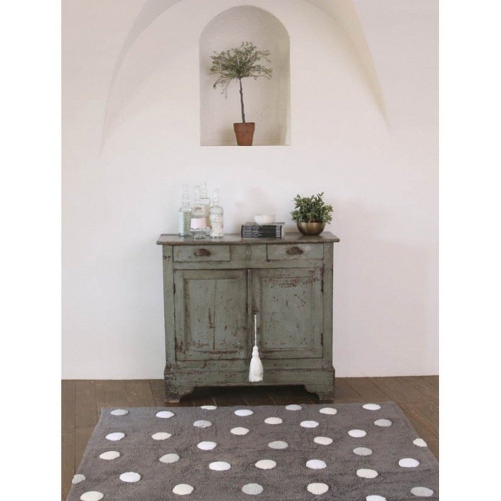 Washable Rug by Lorena Canals Polka Dots Grey and White