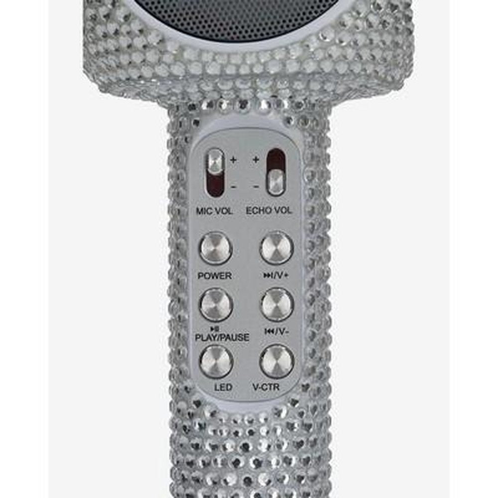 Wireless Express Sing-along Silver Bling Karaoke Microphone & Bluetooth Speaker All-in-one