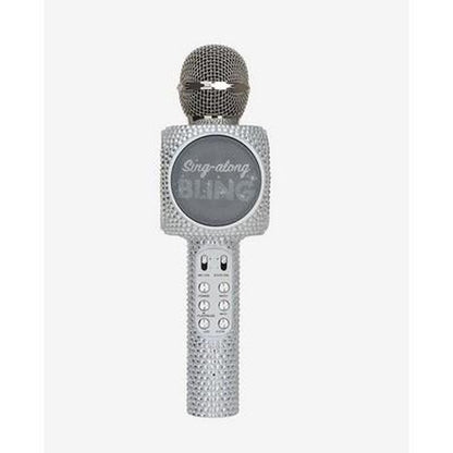 Wireless Express Sing-along Silver Bling Karaoke Microphone & Bluetooth Speaker All-in-one
