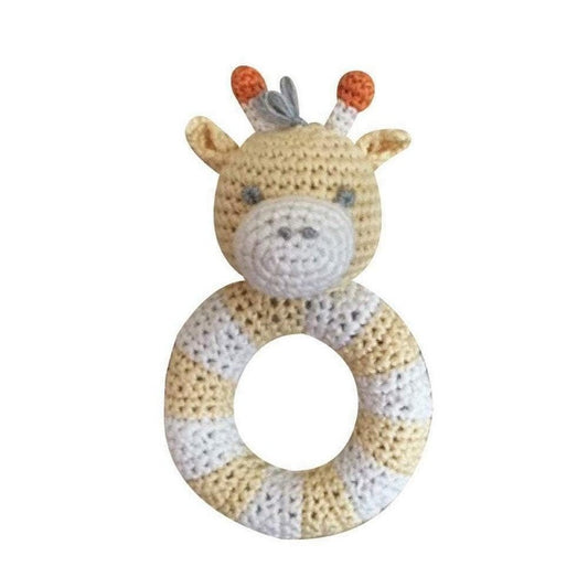 Zubels by Petit Ami Giraffe Bamboo Ring Rattle